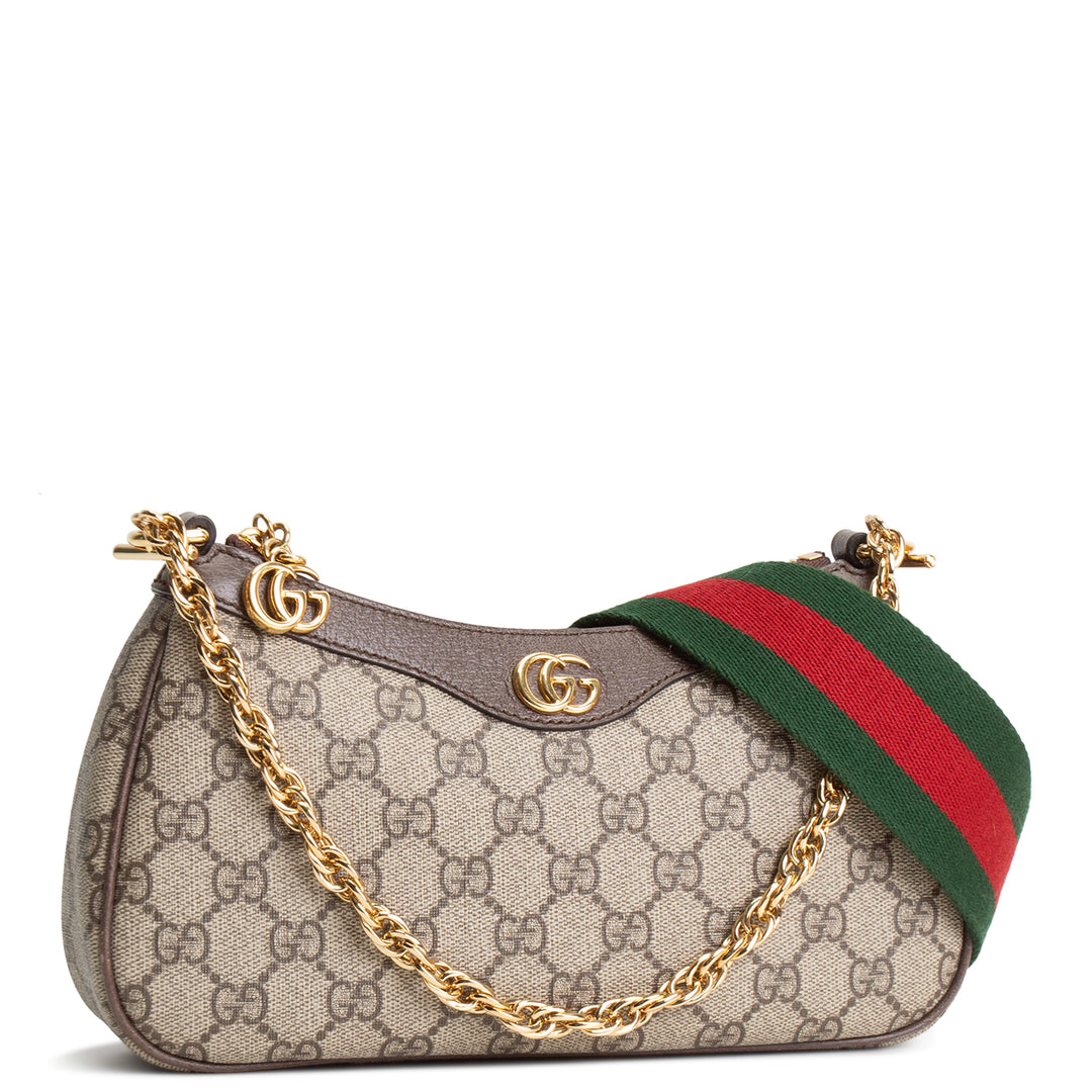 GUCCI GG Supreme Ophidia Small Shoulder Bag - Beige & Ebony