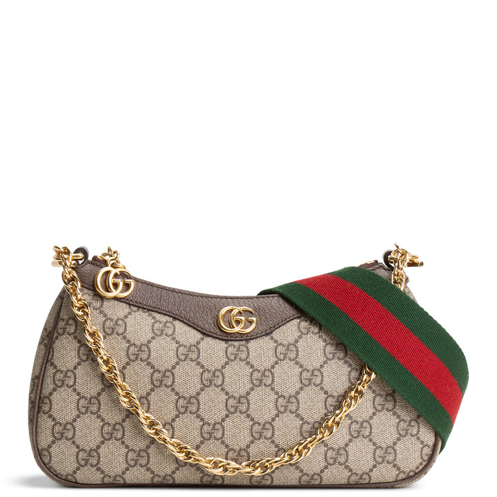 GUCCI GG Supreme Ophidia Small Shoulder Bag - Beige & Ebony