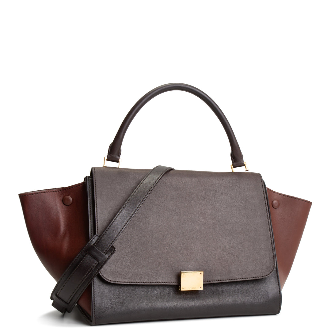 CELINE Trapeze Medium Top Handle - Brown & Black