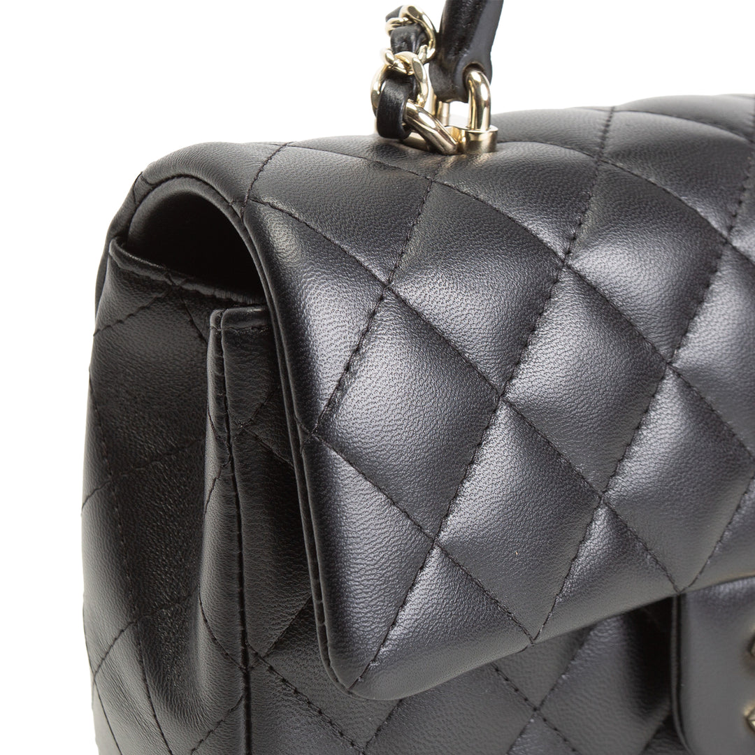 CHANEL Quilted Lambskin Rectangular Flap Top Handle Mini - Black