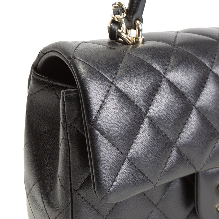 CHANEL Quilted Lambskin Rectangular Flap Top Handle Mini - Black