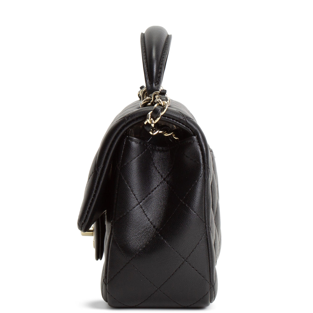 CHANEL Quilted Lambskin Rectangular Flap Top Handle Mini - Black
