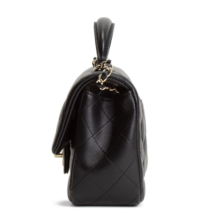 CHANEL Quilted Lambskin Rectangular Flap Top Handle Mini - Black