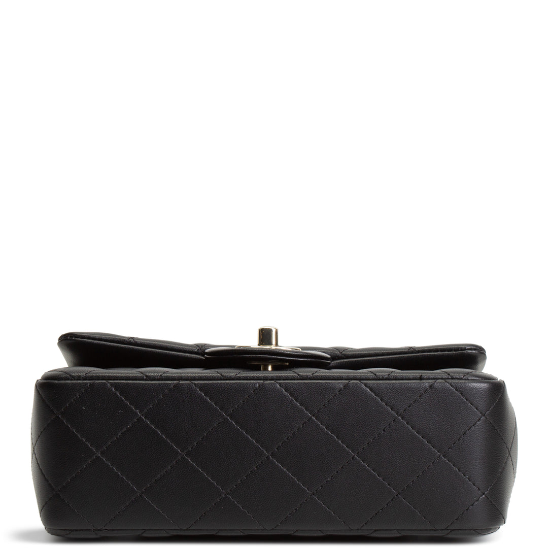 CHANEL Quilted Lambskin Rectangular Flap Top Handle Mini - Black