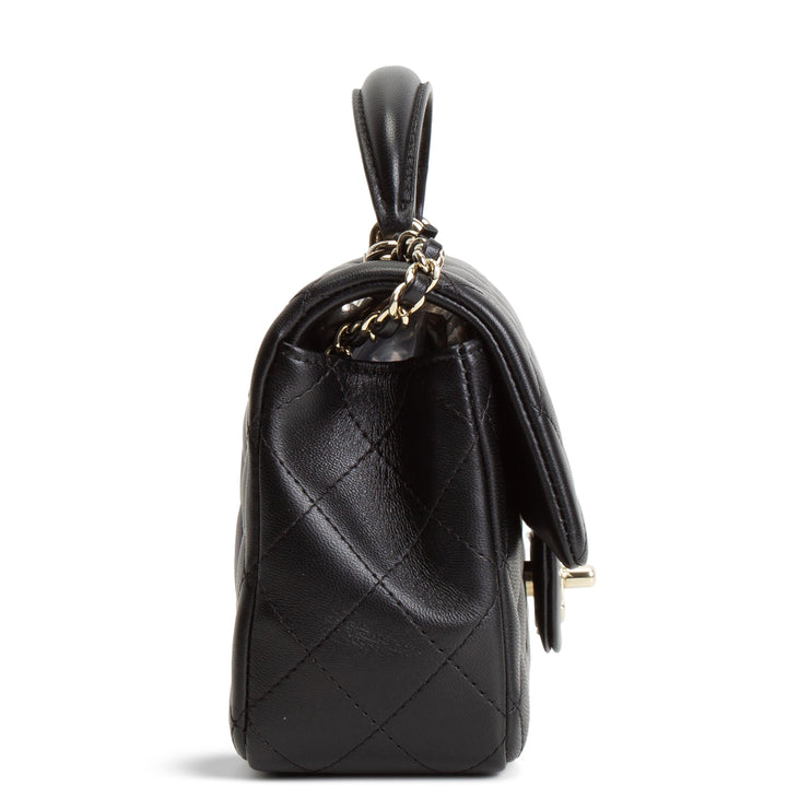 CHANEL Quilted Lambskin Rectangular Flap Top Handle Mini - Black