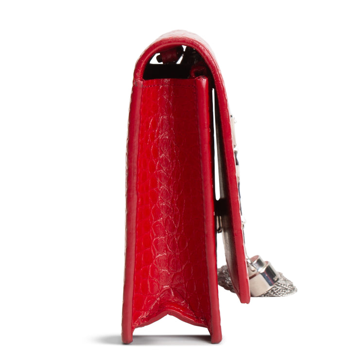 SAINT LAURENT Crocodile Embossed Kate Tassel Bag