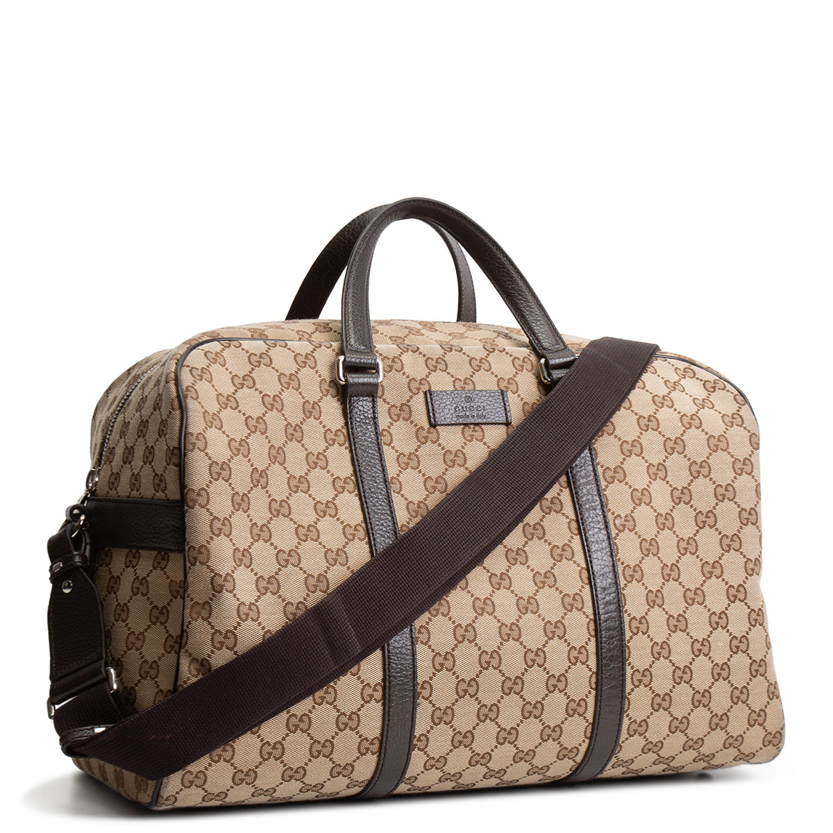 GUCCI GG Canvas Weekender - Beige &amp; Ebony