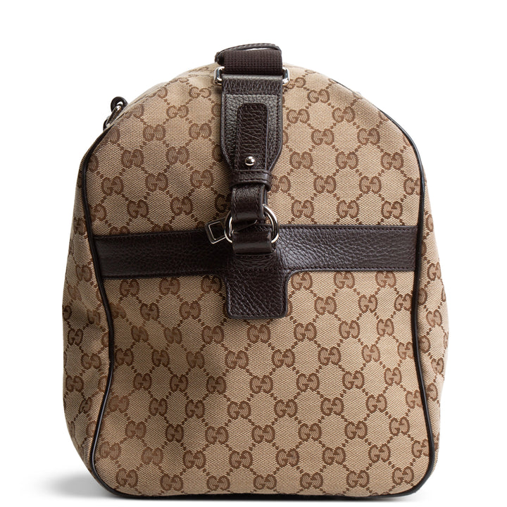 GUCCI GG Canvas Weekender - Beige &amp; Ebony
