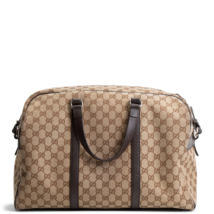 GUCCI GG Canvas Weekender - Beige &amp; Ebony