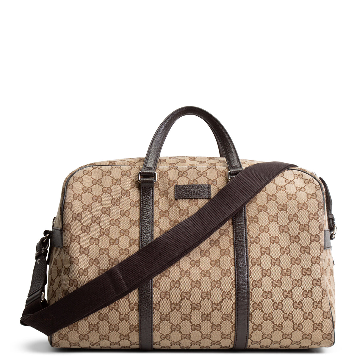 GUCCI GG Canvas Weekender - Beige &amp; Ebony
