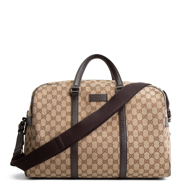 GUCCI GG Canvas Weekender - Beige &amp; Ebony