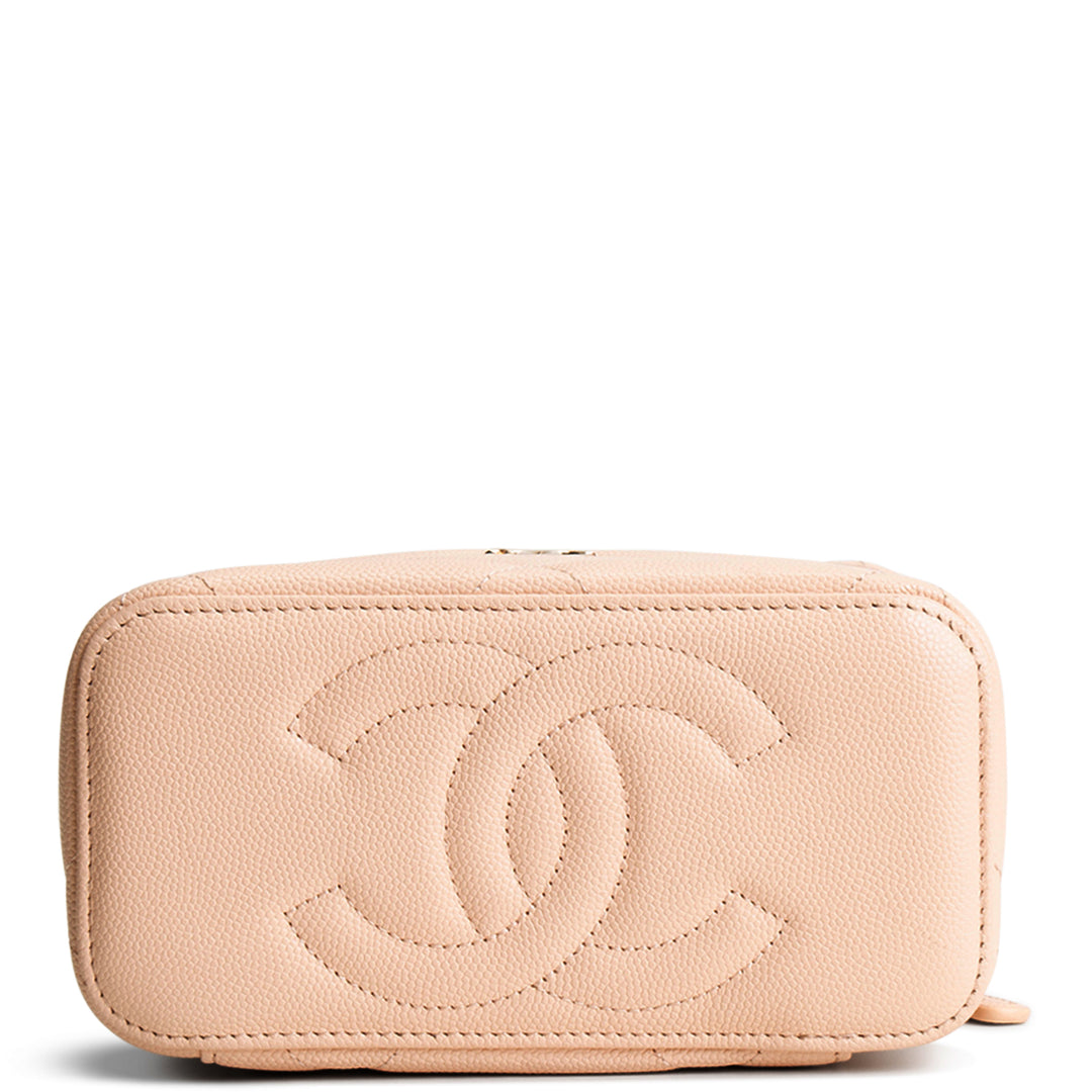 CHANEL Caviar Quilted Long Vanity w/ Chain - Pale Pink