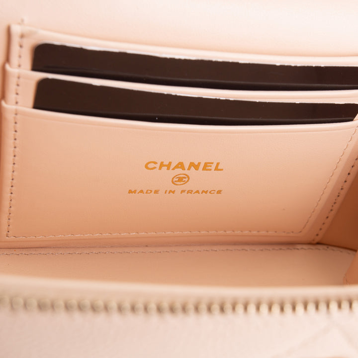 CHANEL Caviar Quilted Long Vanity w/ Chain - Pale Pink