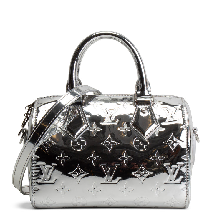 LOUIS VUITTON Monogram Miroir Speedy Bandouliere 20 - Metallic Silver
