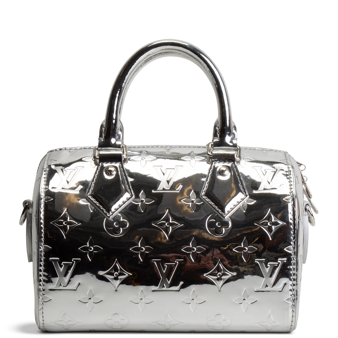LOUIS VUITTON Monogram Miroir Speedy Bandouliere 20 - Metallic Silver