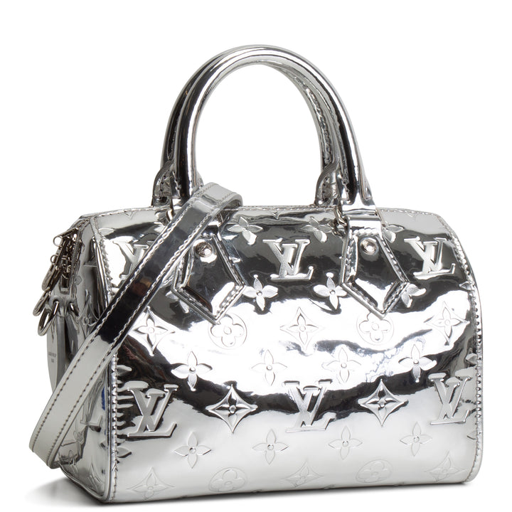 LOUIS VUITTON Monogram Miroir Speedy Bandouliere 20 - Metallic Silver