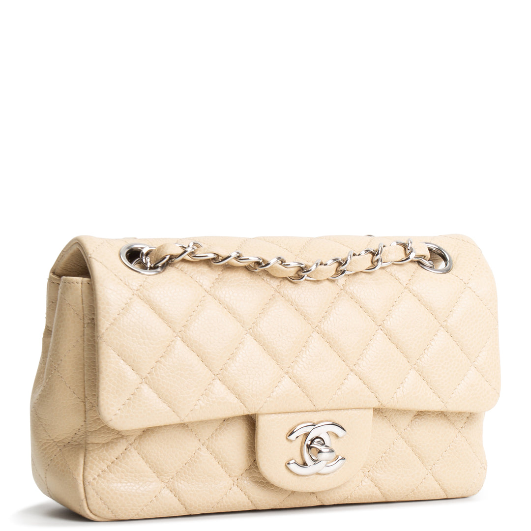 CHANEL Caviar Mini Rectangular Single Flap Bag - Neutral