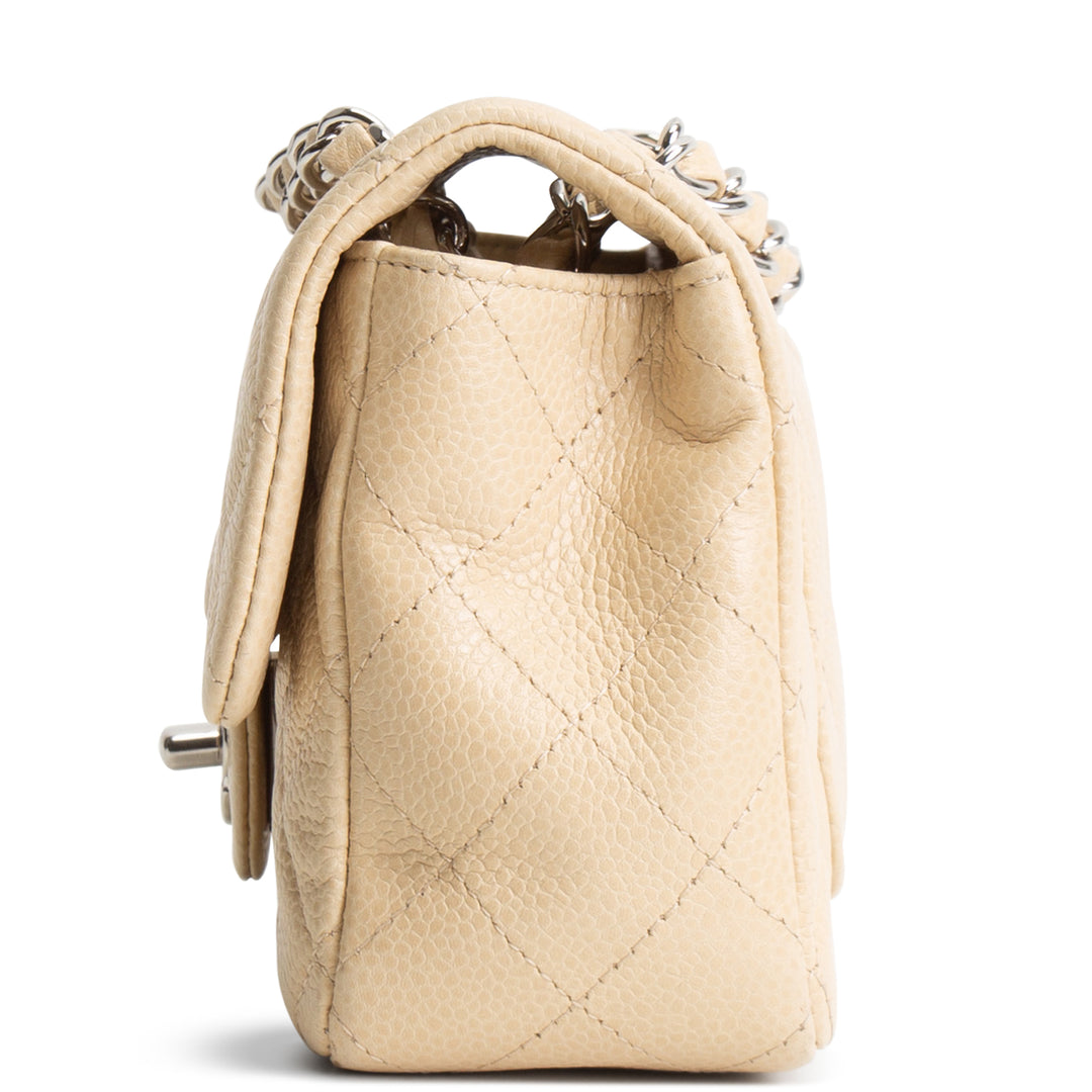 CHANEL Caviar Mini Rectangular Single Flap Bag - Neutral