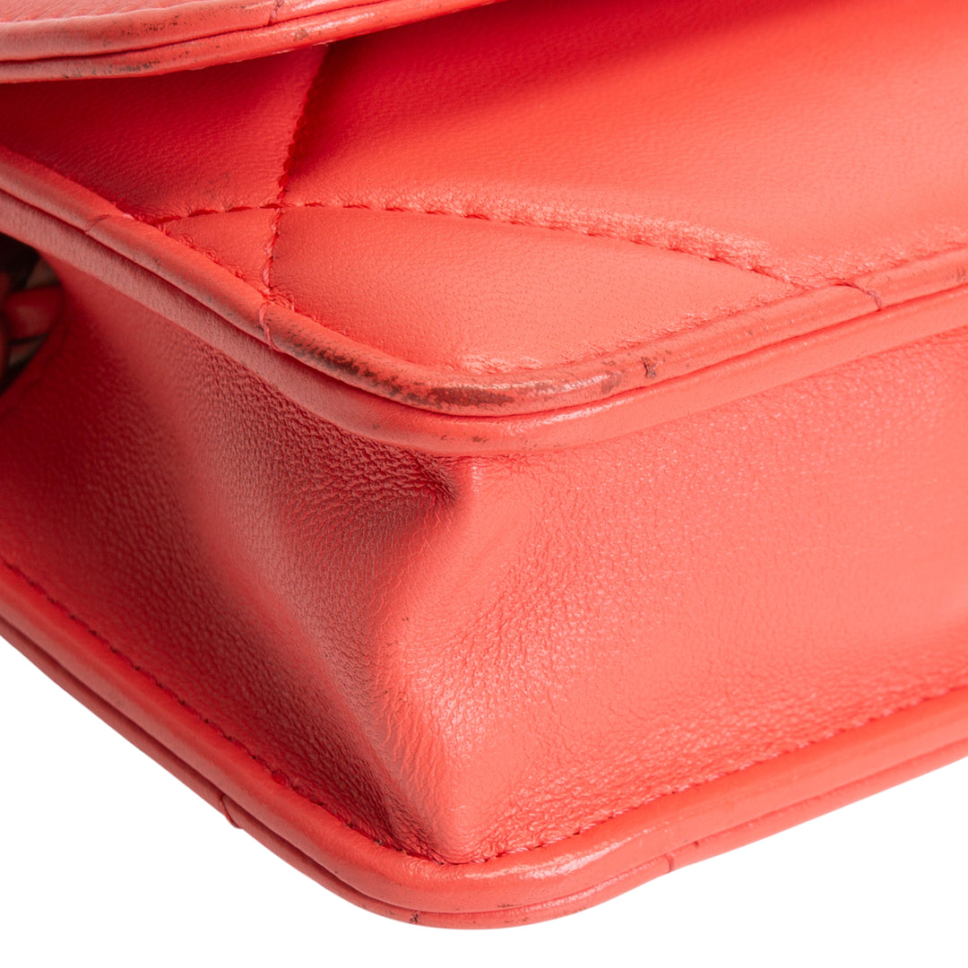 CHANEL 19 Flap Phone Holder w/ Chain - Coral OUTLET FINAL SALE