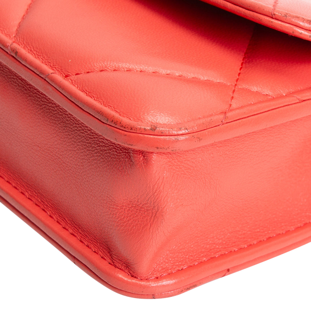 CHANEL 19 Flap Phone Holder w/ Chain - Coral OUTLET FINAL SALE