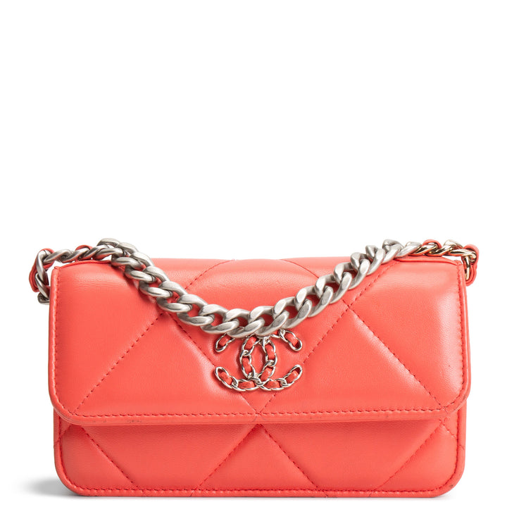 CHANEL 19 Flap Phone Holder w/ Chain - Coral OUTLET FINAL SALE