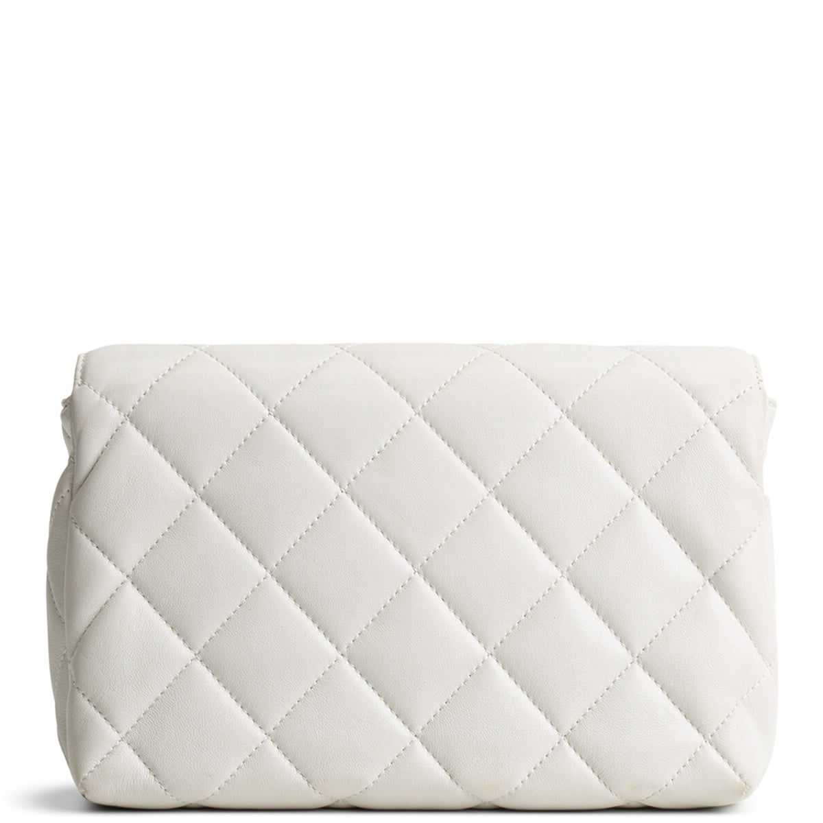 CHANEL CC Pearl Lambskin Quilted Flap Bag - Chalk White