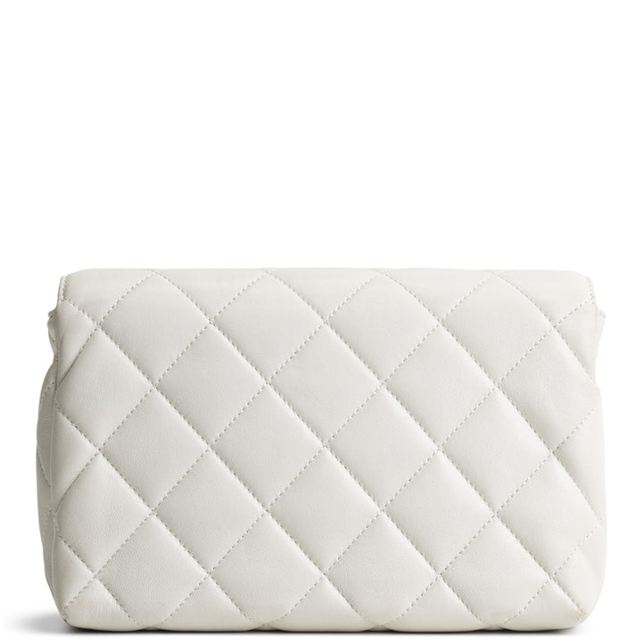 CHANEL CC Pearl Lambskin Quilted Flap Bag - Chalk White
