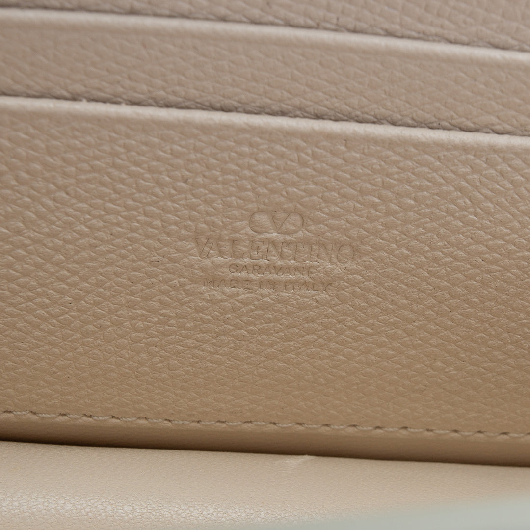VALENTINO VLOGO Leather Flap Wallet on Strap - Cream