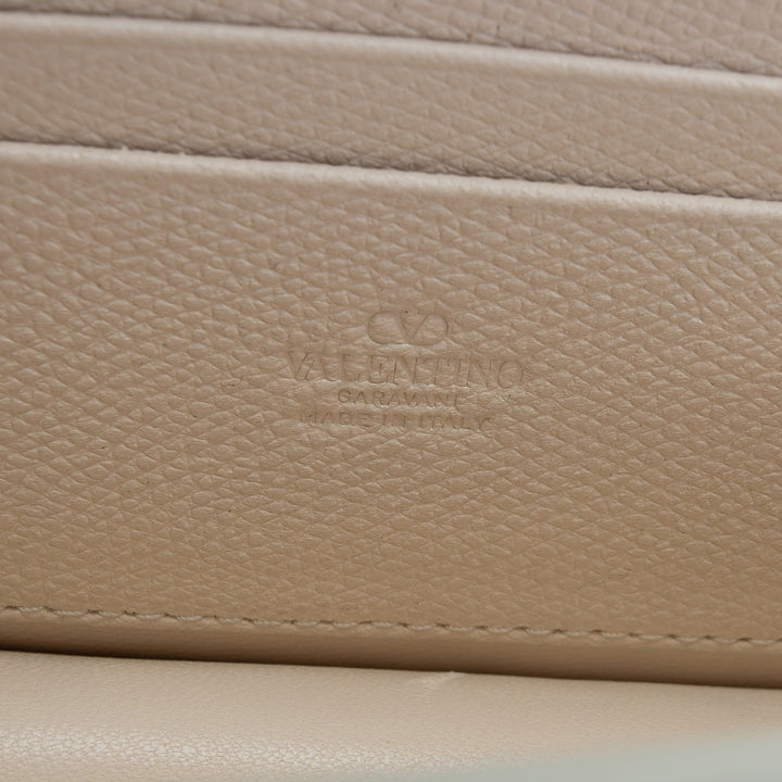 VALENTINO VLOGO Leather Flap Wallet on Strap - Cream