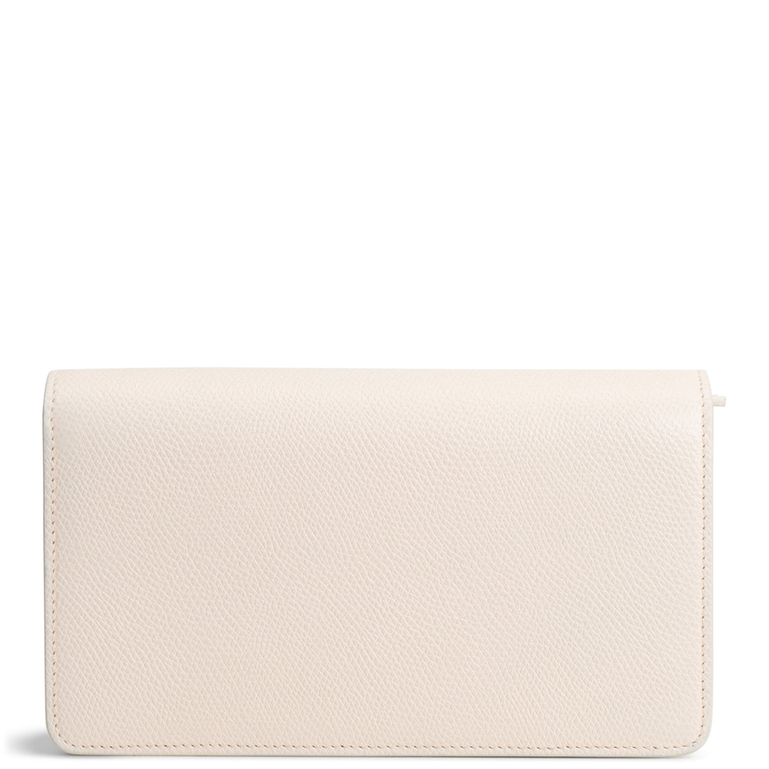 VALENTINO VLOGO Leather Flap Wallet on Strap - Cream