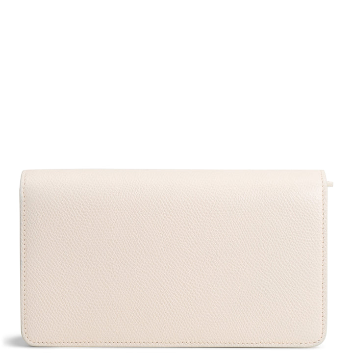 VALENTINO VLOGO Leather Flap Wallet on Strap - Cream