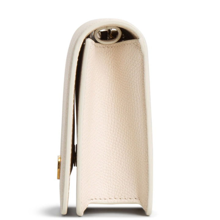 VALENTINO VLOGO Leather Flap Wallet on Strap - Cream