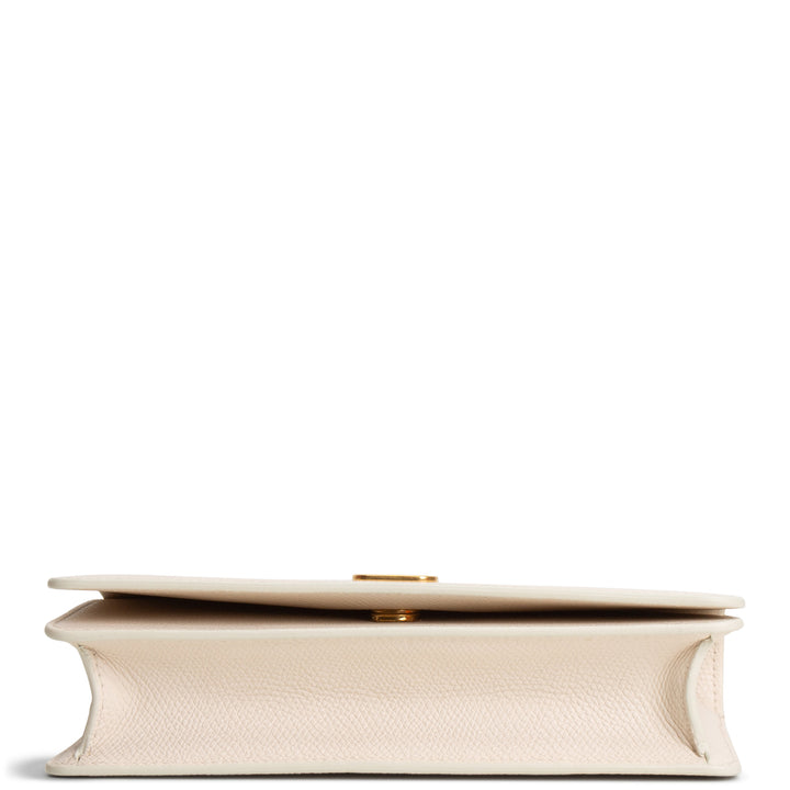 VALENTINO VLOGO Leather Flap Wallet on Strap - Cream