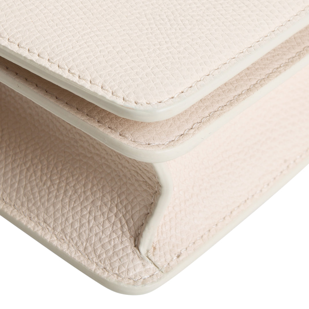 VALENTINO VLOGO Leather Flap Wallet on Strap - Cream