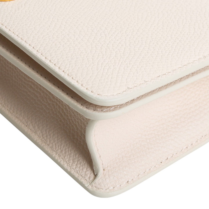 VALENTINO VLOGO Leather Flap Wallet on Strap - Cream