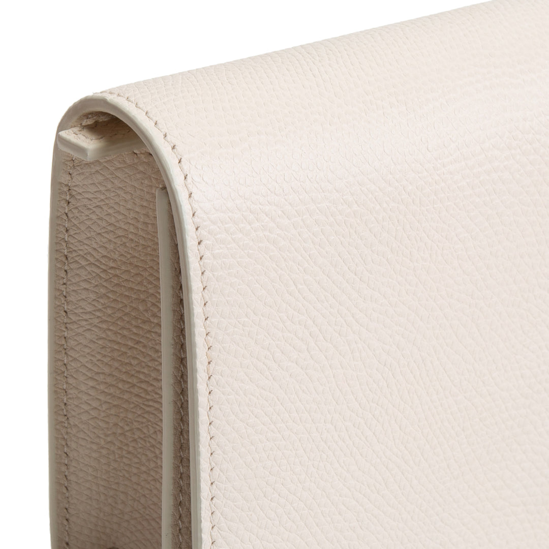 VALENTINO VLOGO Leather Flap Wallet on Strap - Cream