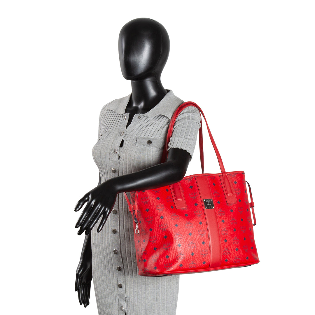 MCM Liz Visetos Reversible Tote w/ pouch - Red