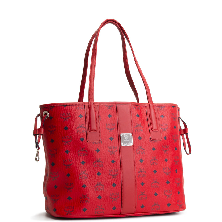 MCM Liz Visetos Reversible Tote w/ pouch - Red
