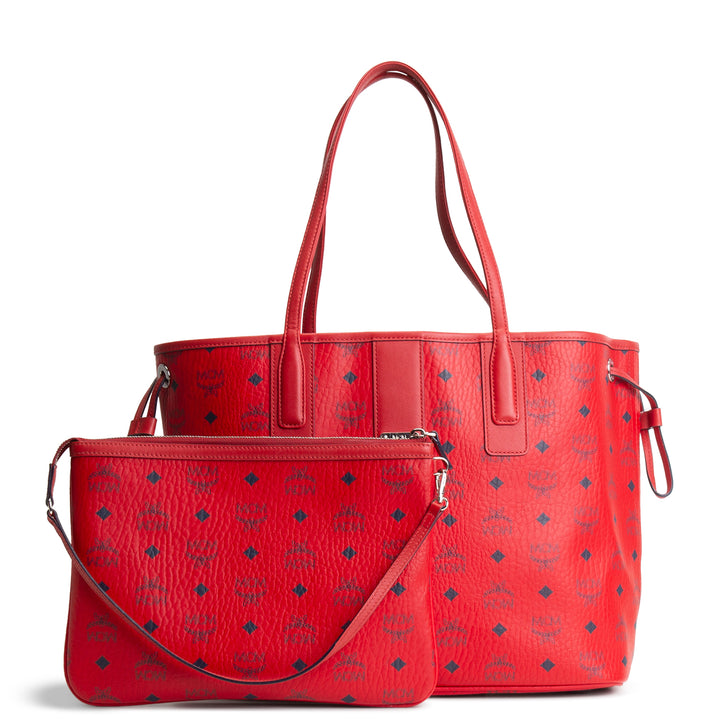MCM Liz Visetos Reversible Tote w/ pouch - Red