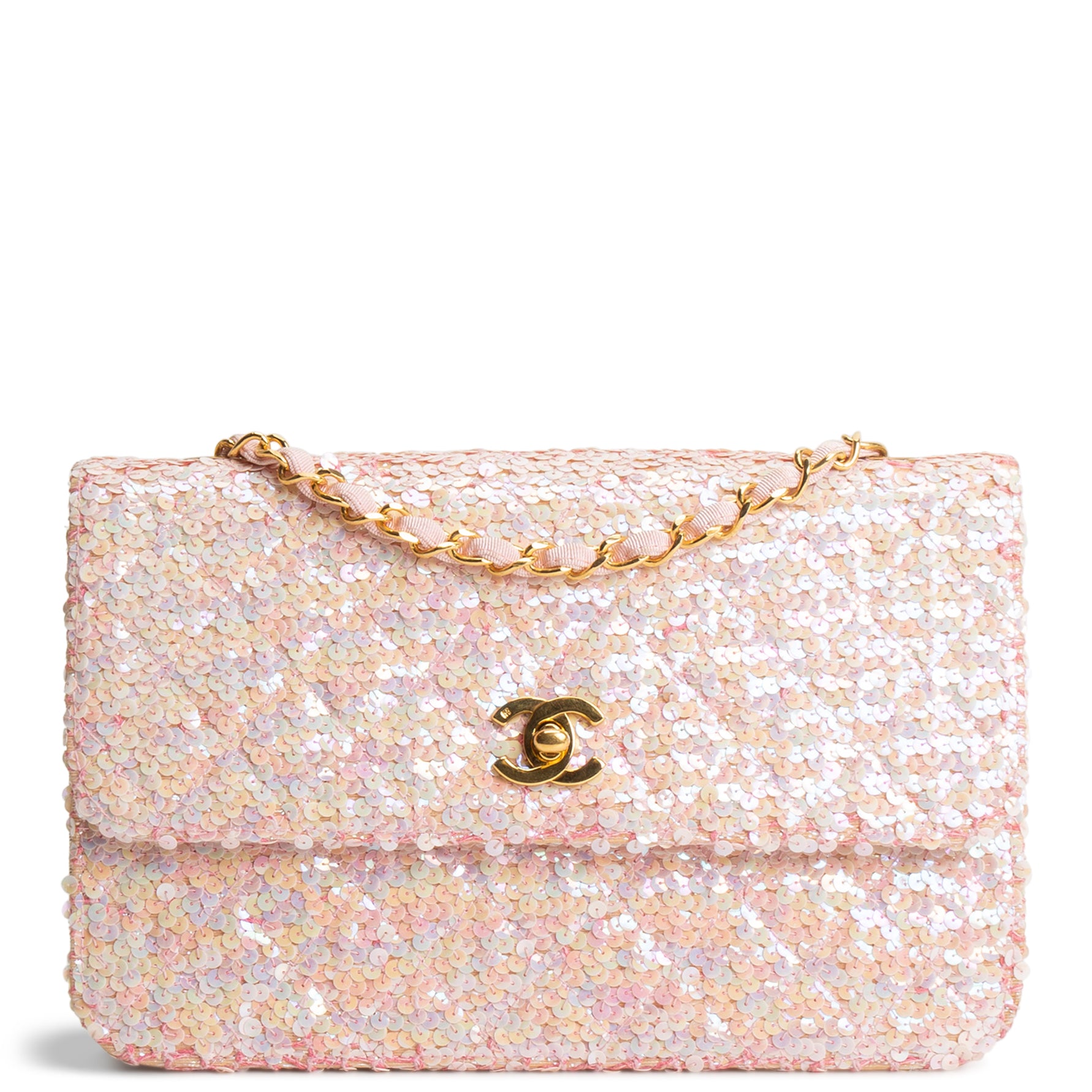 CHANEL Vintage Sequins Flap Bag - Pink – ALB