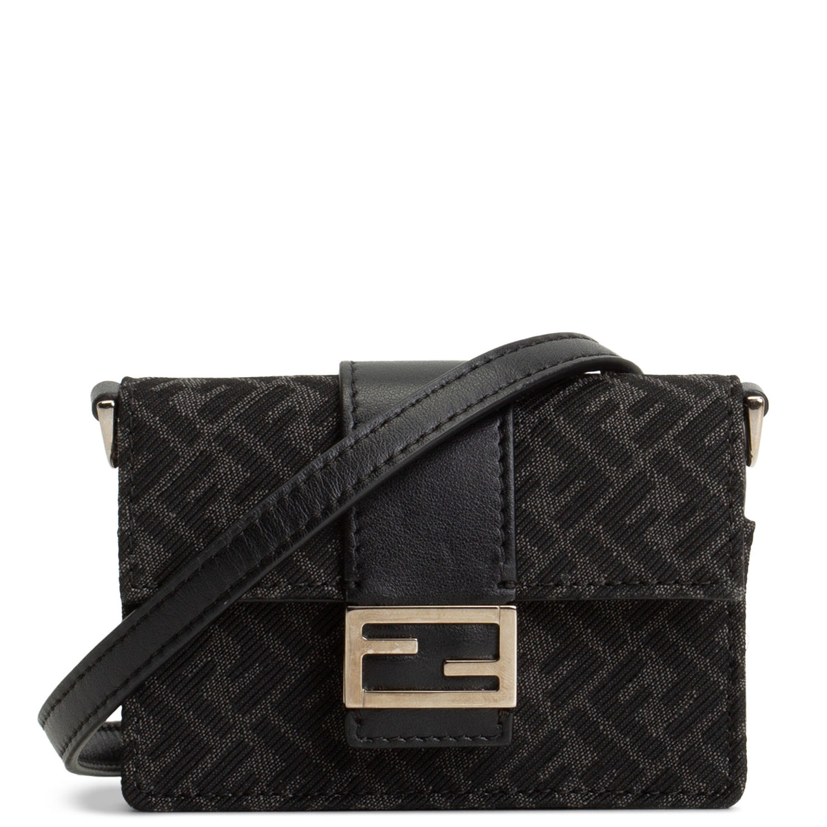 FENDI Zucca Micro Flat Baguette Card Holder - Black