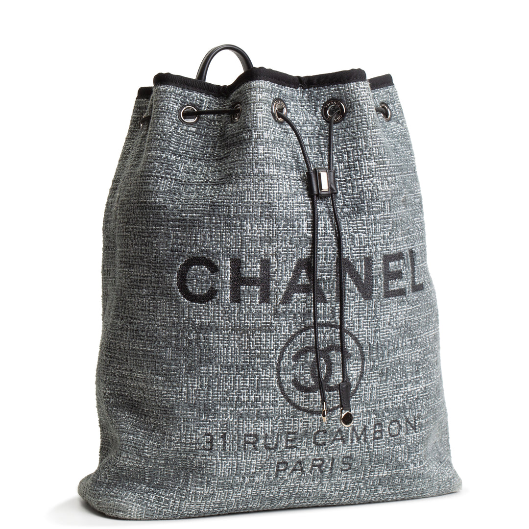 CHANEL Tweed Deauville Backpack - Gray