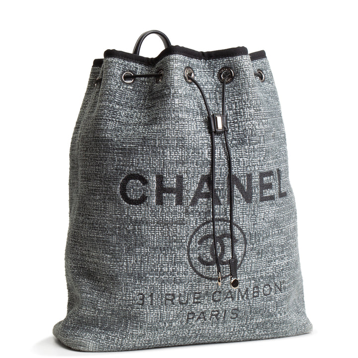 CHANEL Tweed Deauville Backpack - Gray