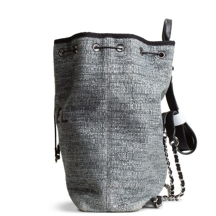 CHANEL Tweed Deauville Backpack - Gray