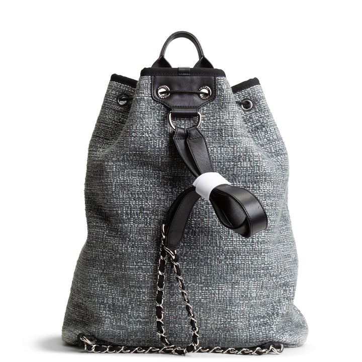 CHANEL Tweed Deauville Backpack - Gray