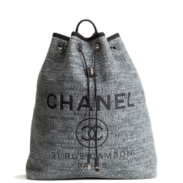 CHANEL Tweed Deauville Backpack - Gray