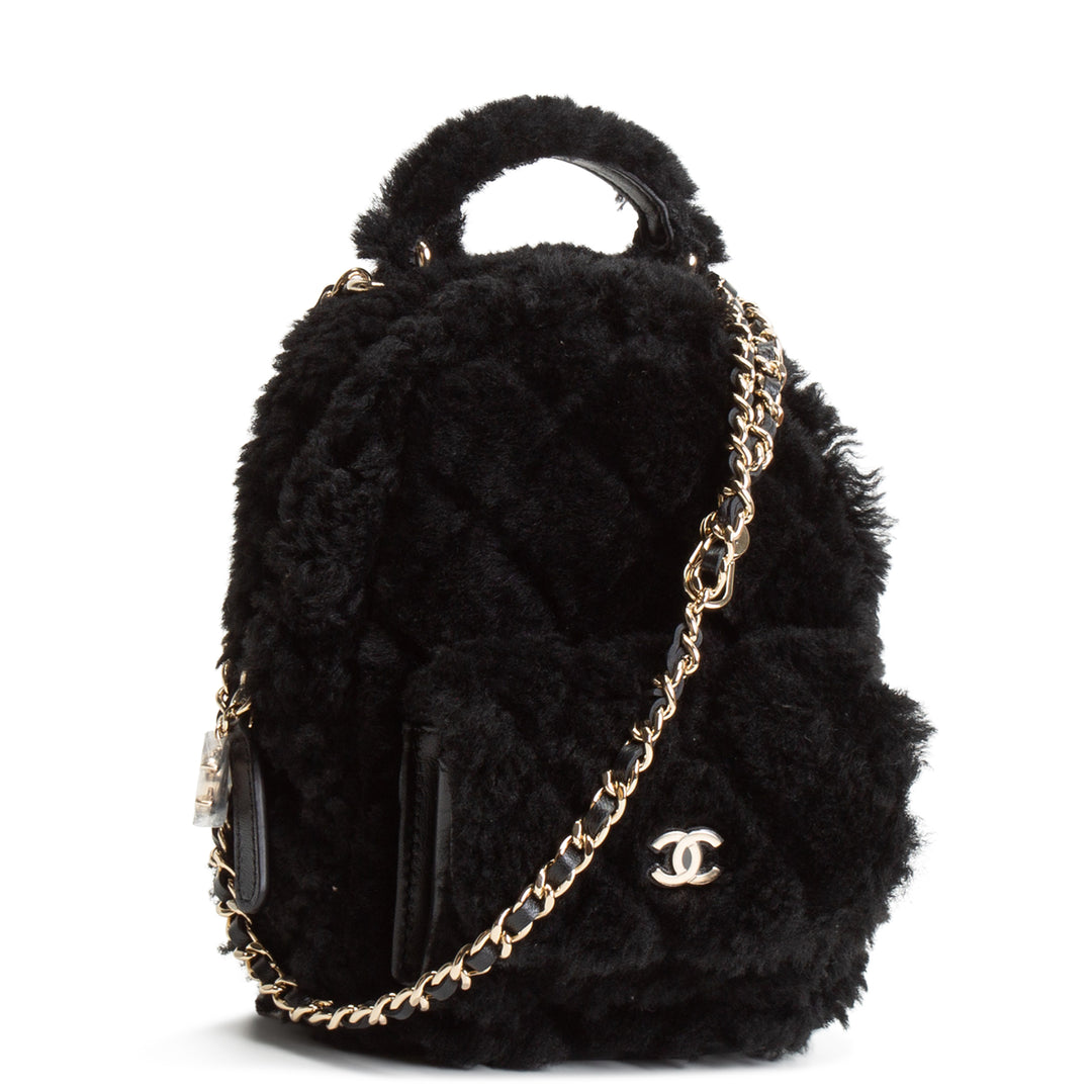 CHANEL Shearling Mini Backpack