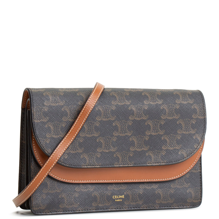 CELINE Triomphe Wallet on Strap - Brown