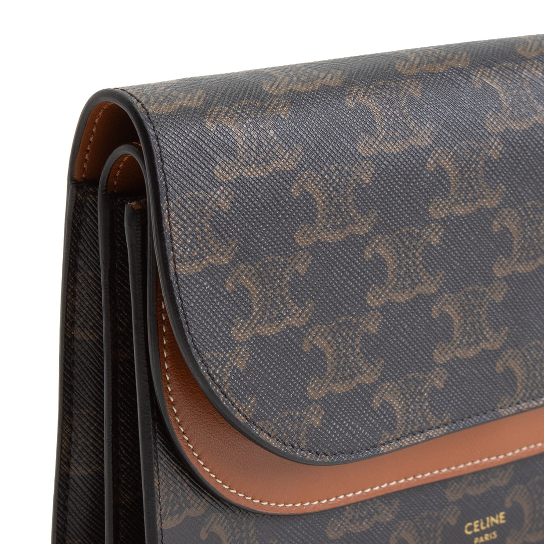 CELINE Triomphe Wallet on Strap - Brown