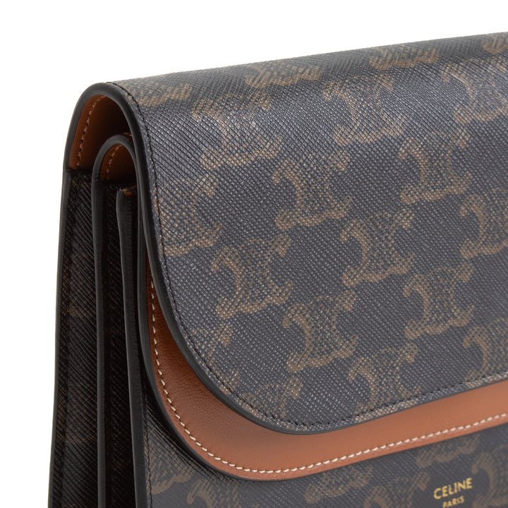 CELINE Triomphe Wallet on Strap - Brown